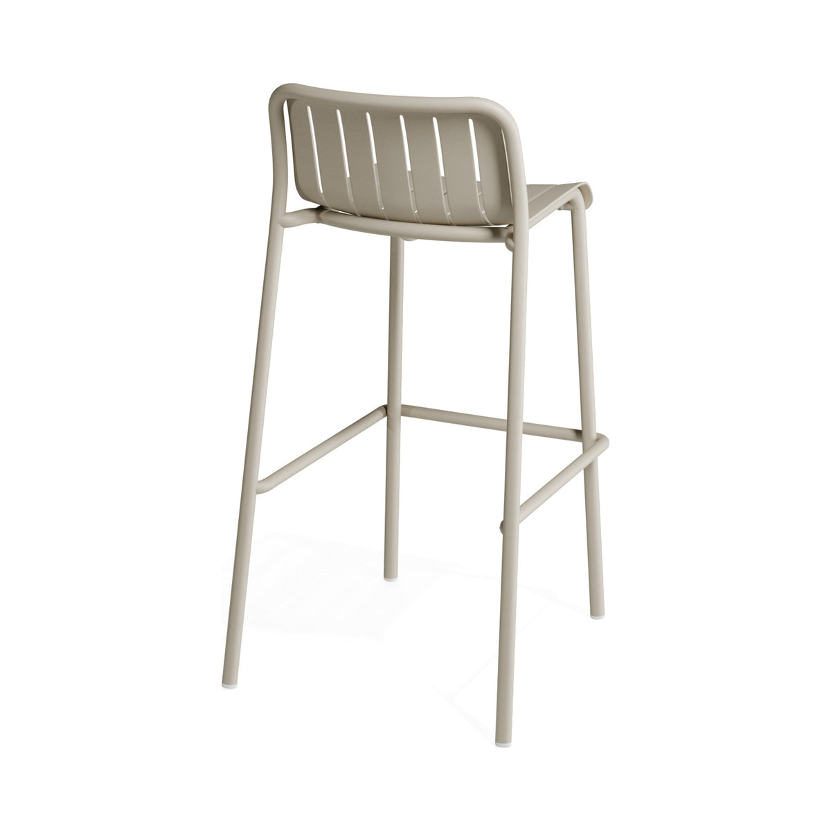 Roku bar stool in latte, rear three-quarter view