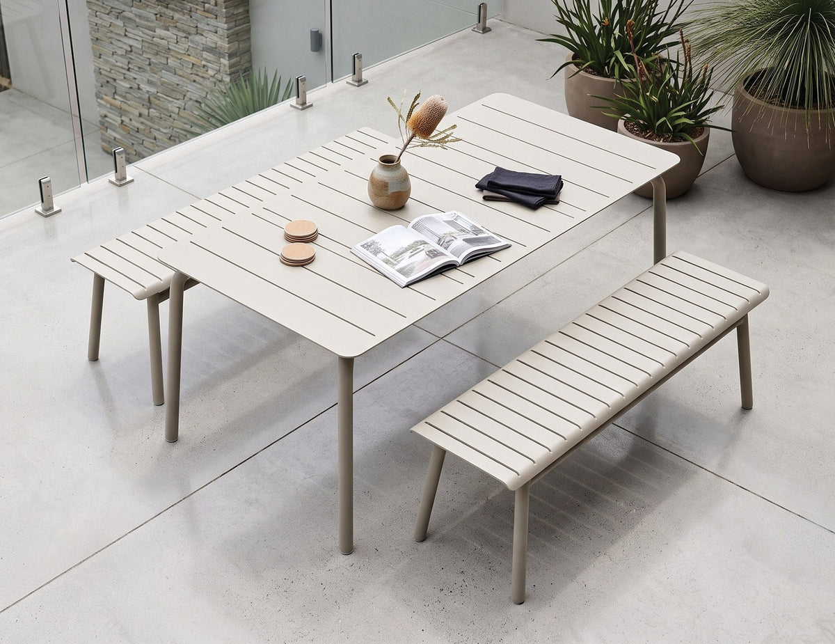 Roku Outdoor Bench in a styled interior