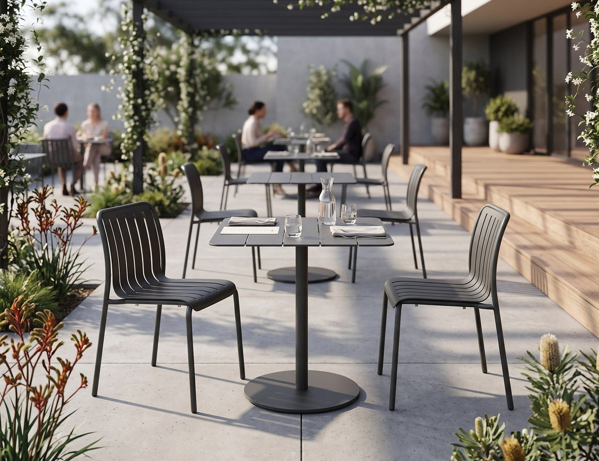 Roku Outdoor Dining Chair in a styled interior