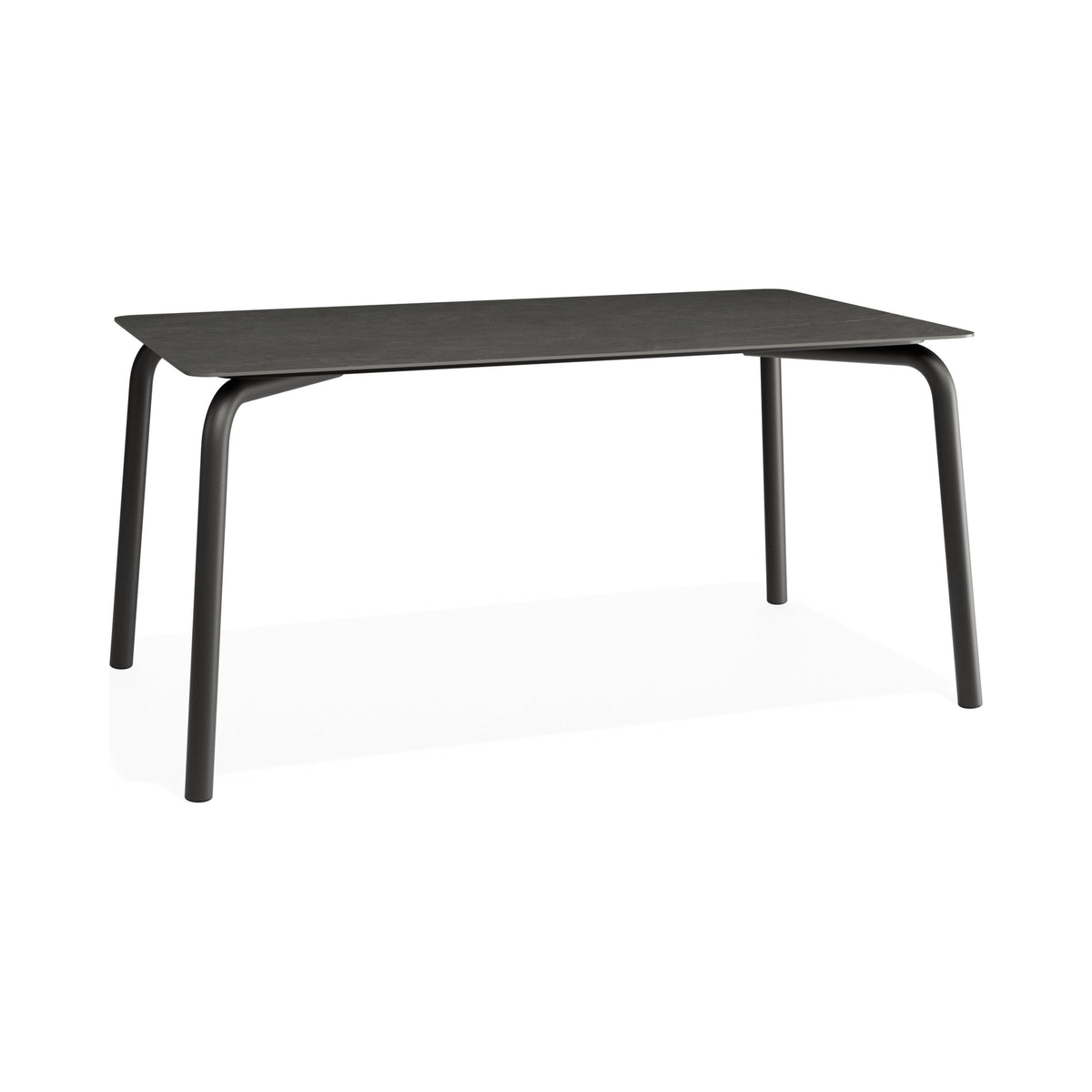 Roku 1600 mm dining table in charcoal with Basalt ceramic top, three-quarter view