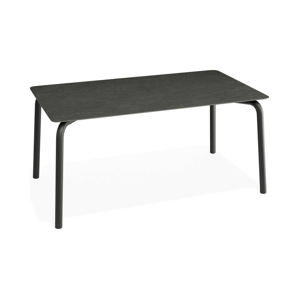 Roku 1600 mm dining table in charcoal with Basalt ceramic top, end three-quarter view