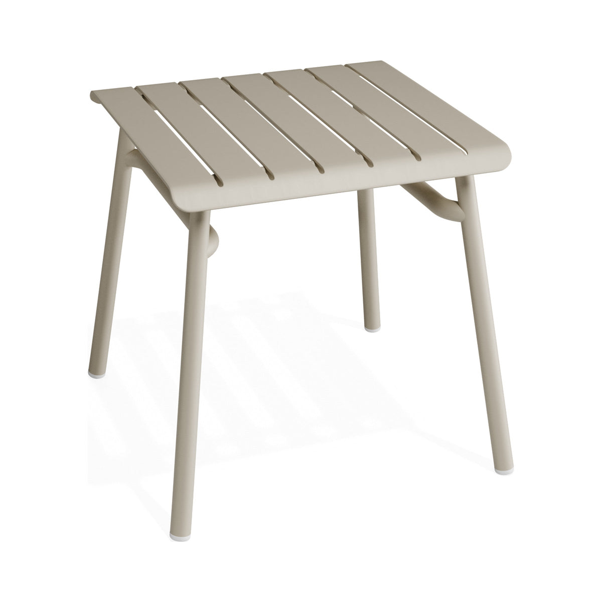 Roku low stool in latte, three-quarter view