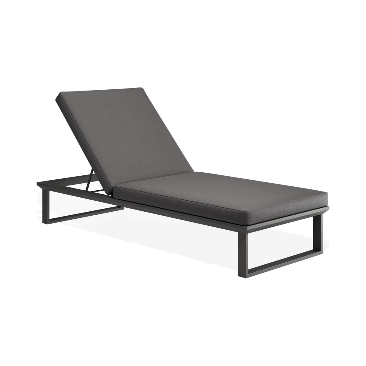 Serra sun lounge in charcoal, three-quarter view