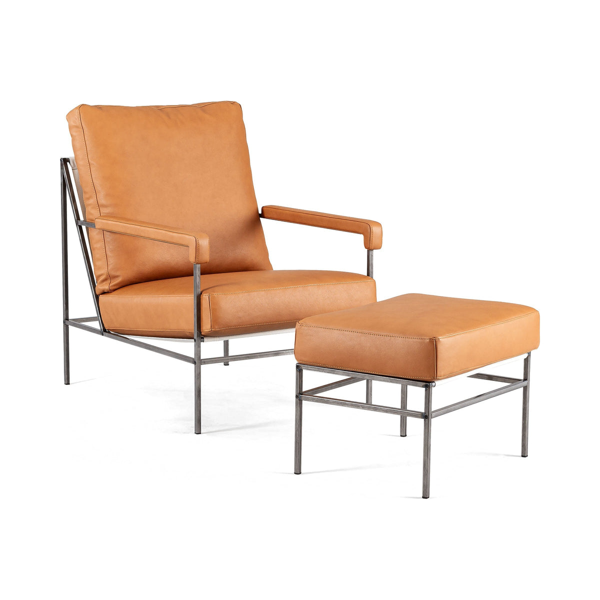 Seventy Easy Chair with footstool in Challenger Brandy