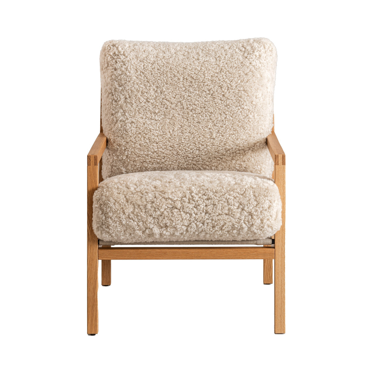 Seventy Five Wood in oak with sheepskin, front view