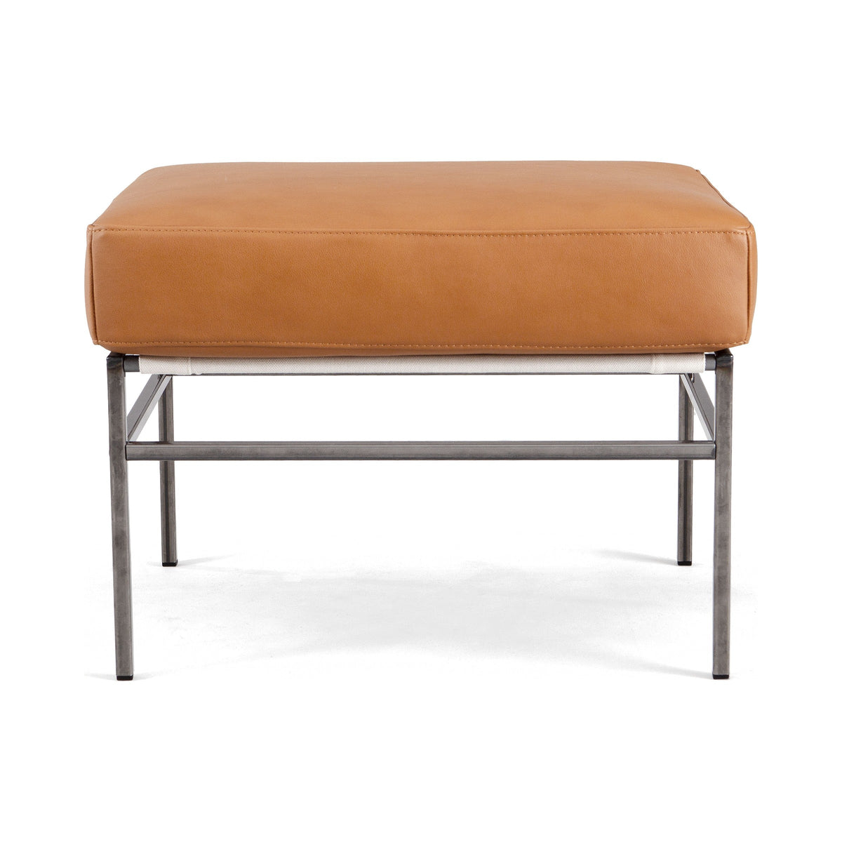 Seventy Footstool in Challenger Brandy, front view