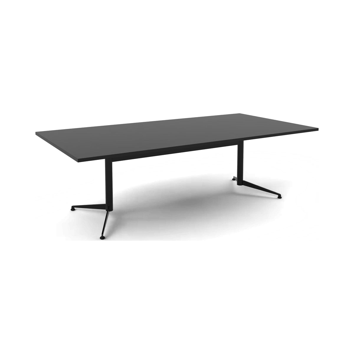 Shelby twin pedestal base in black with a black rectangular top