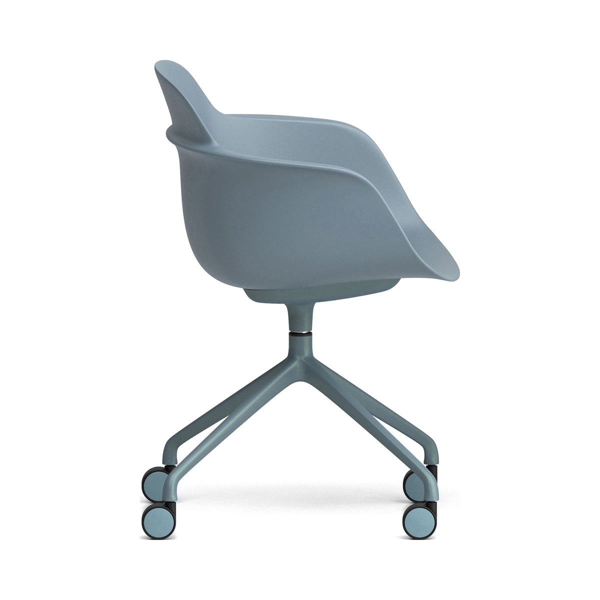 Sicla Swivel Castor Chair in Powder blue, side view