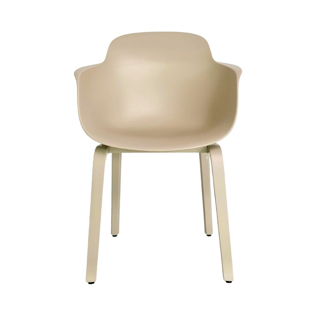 Sicla Wooden Leg Chair – Polypropylene shell (Sand), front view