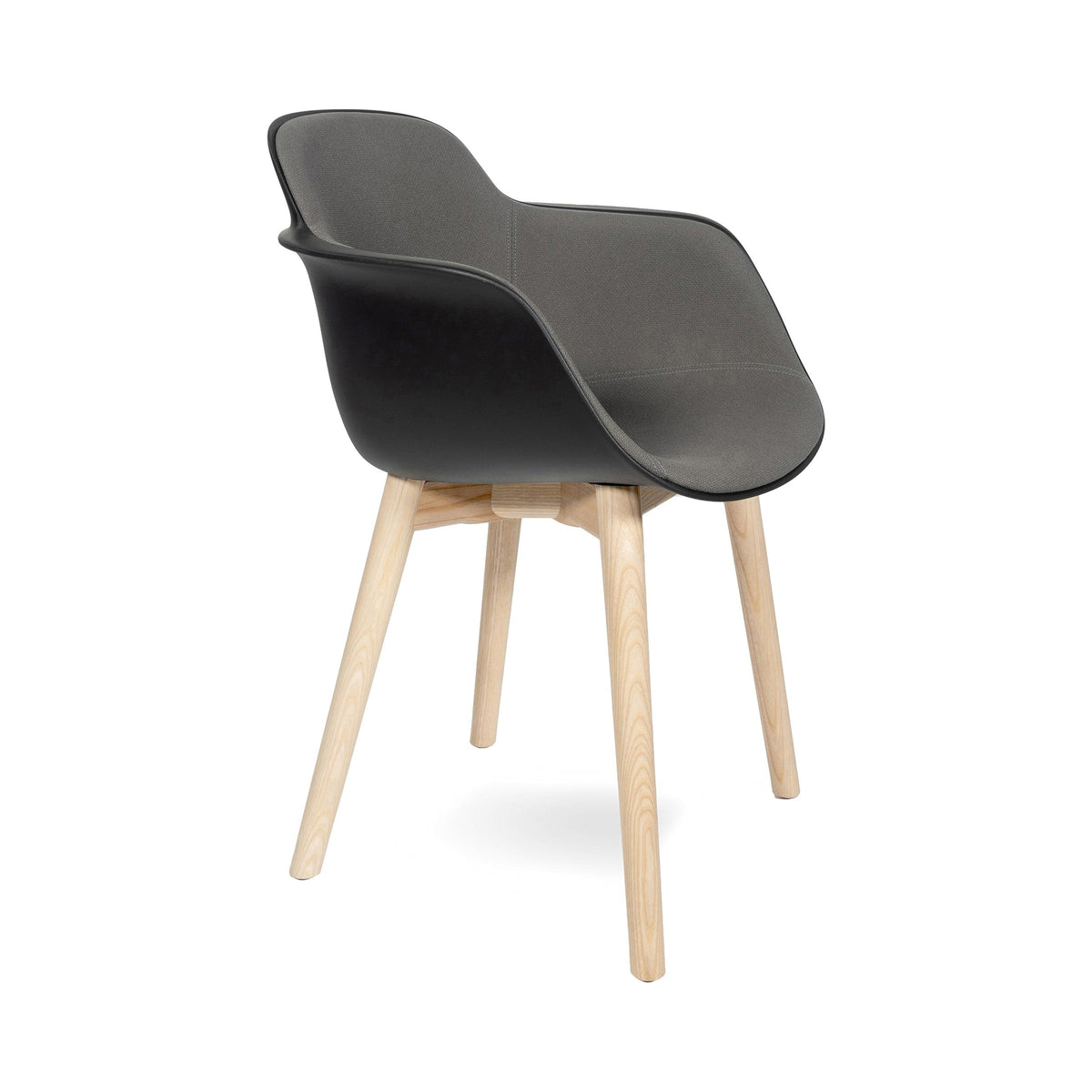 Sicla Wooden Leg Chair with an upholstered front, front view