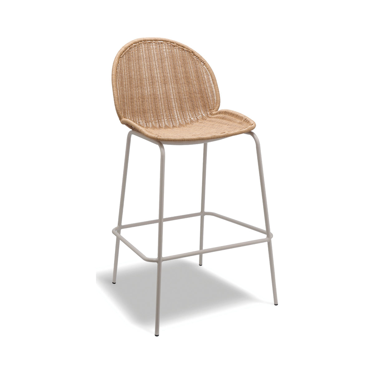 Sombra bar stool with latte frame, three-quarter view