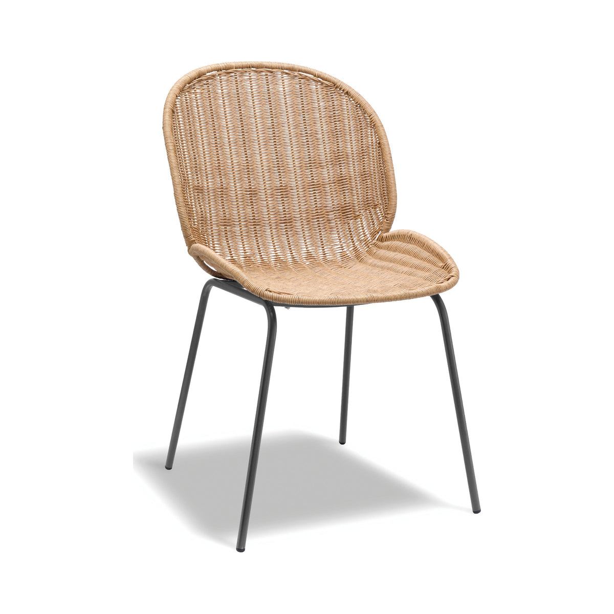 Sombra dining chair with charcoal legs, three-quarter view