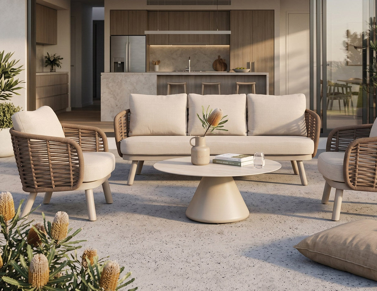 Sorrento Outdoor Lounge Chair in a styled interior