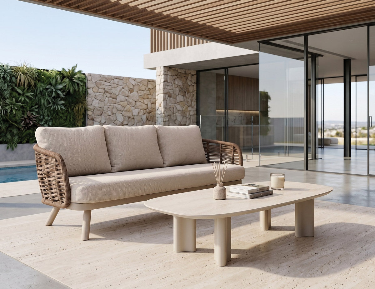 Sorrento Outdoor 3 Seater Sofa in a styled interior