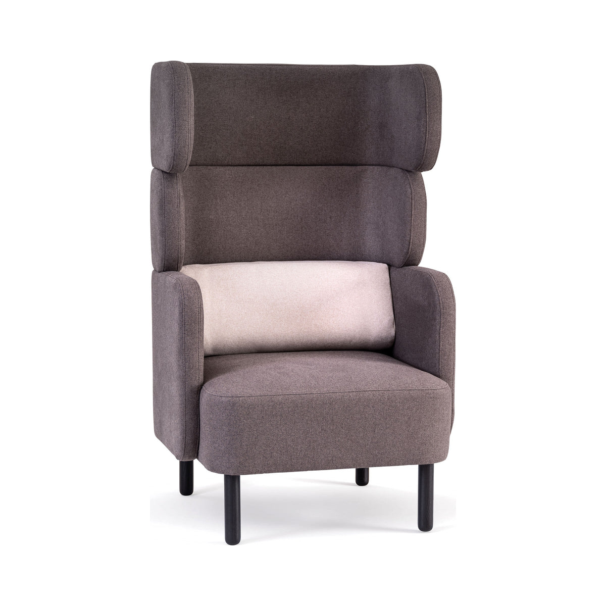 Story Easy Chair in charcoal, three-quarter view