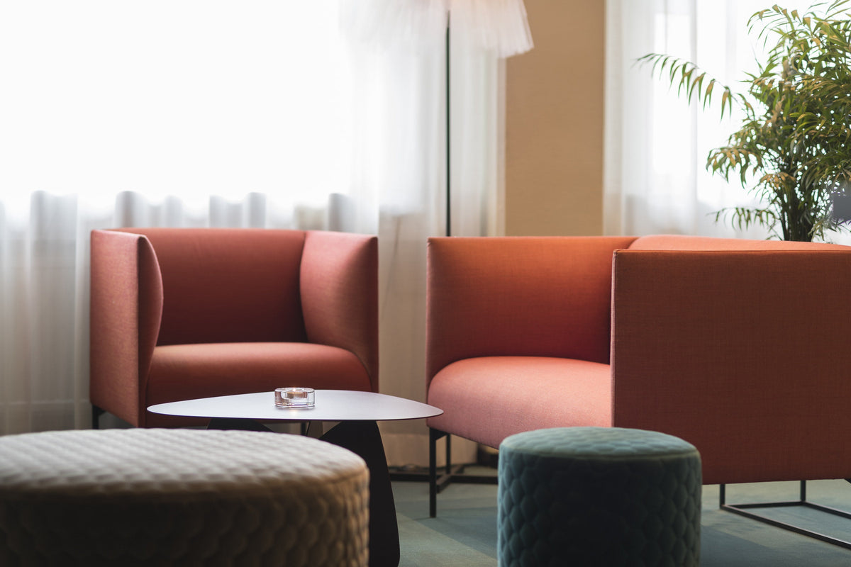Talk sofas in a styled interior