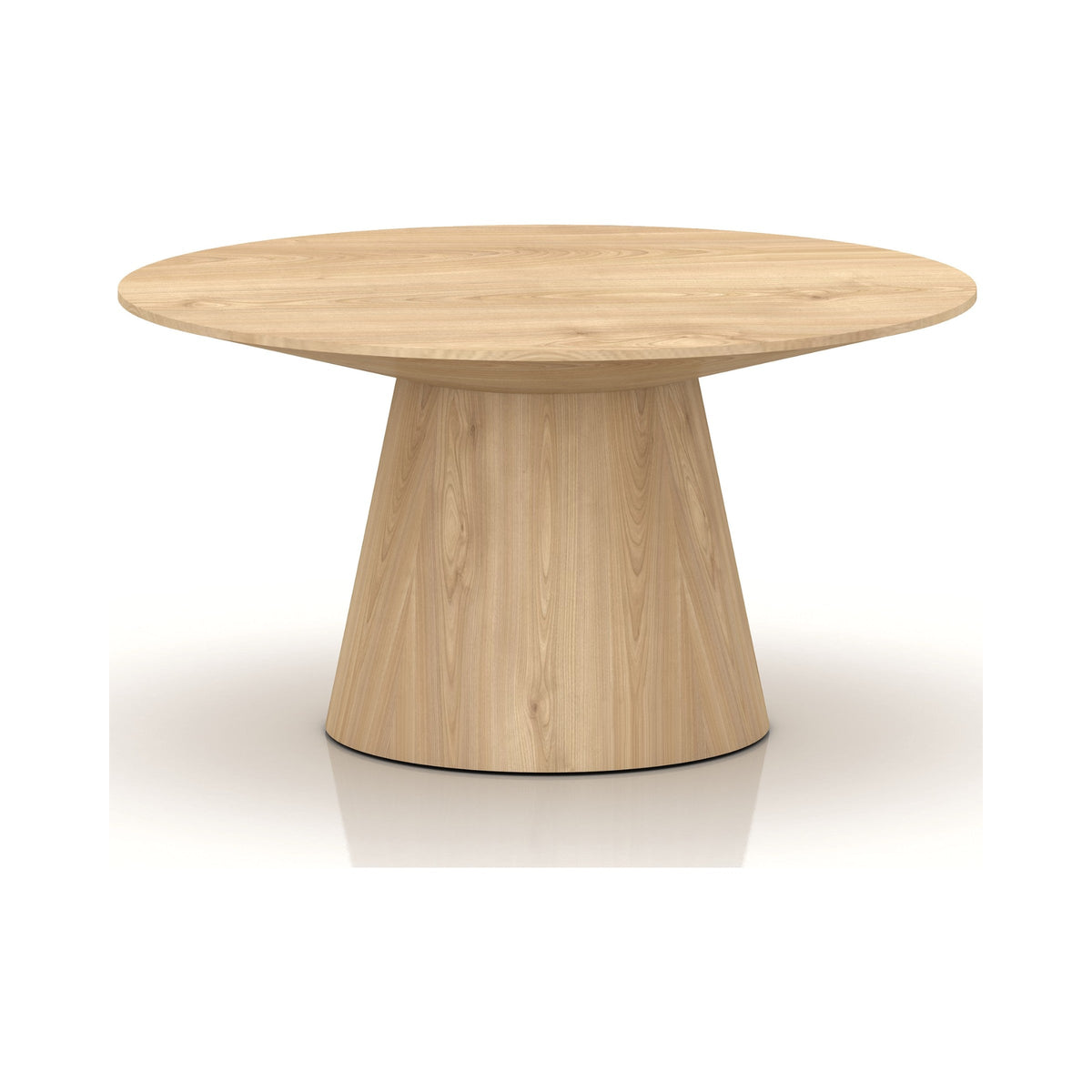 Tillie round coffee table in oak veneer with a cone base