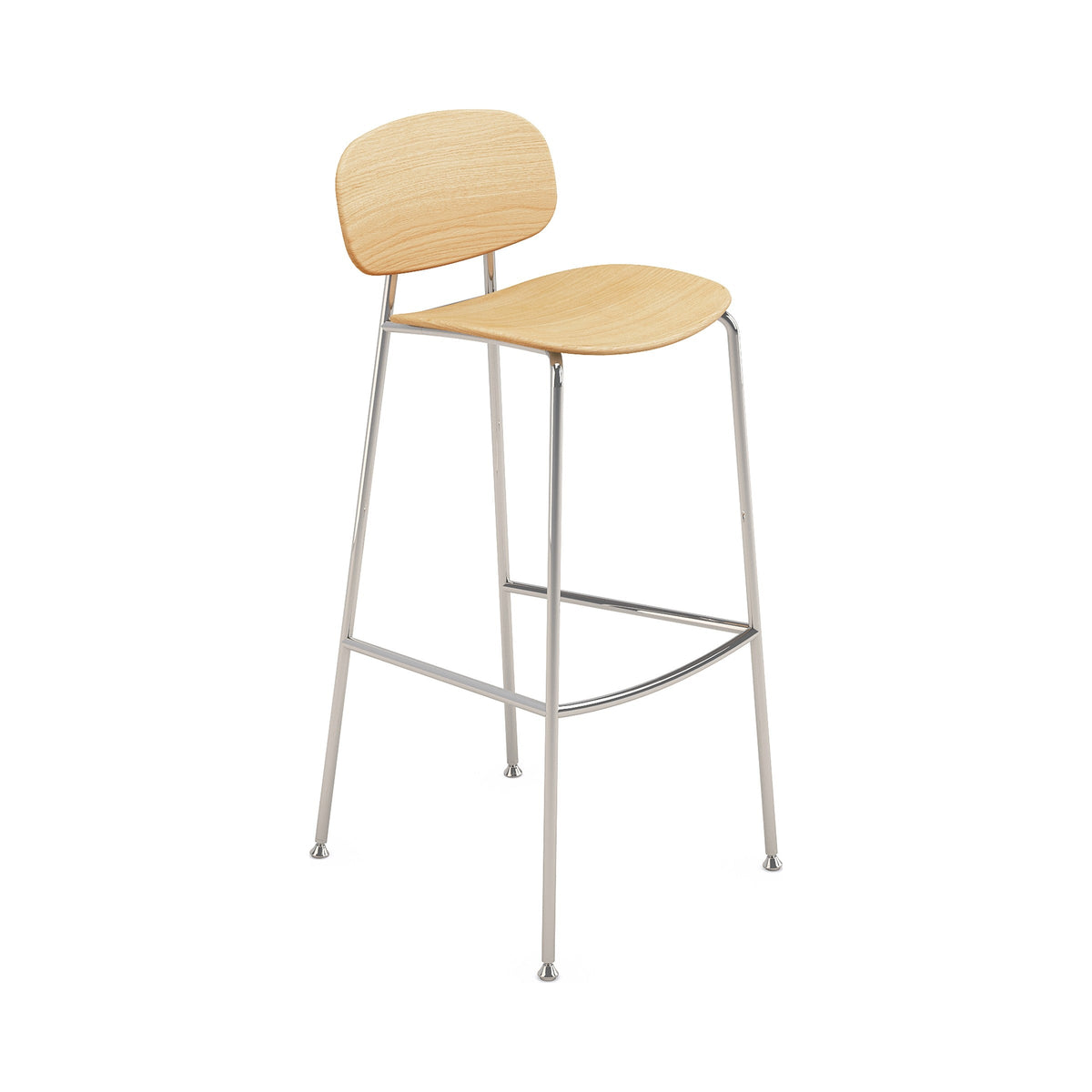 Tondina kitchen stool in natural oak on chrome