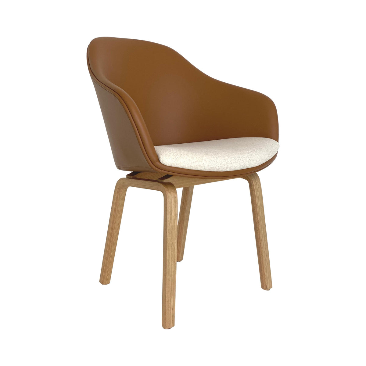 Tubby High Back Chair on oak legs, side view