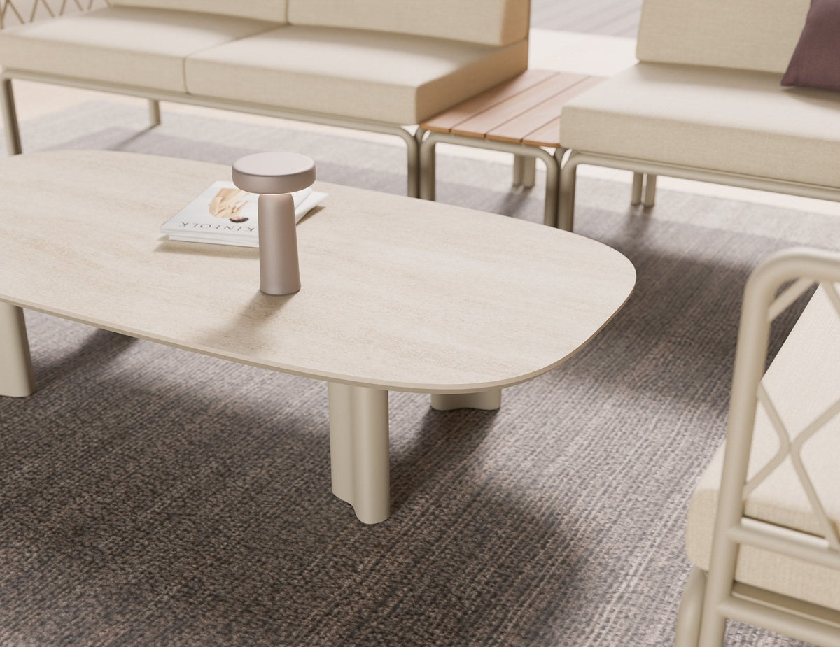 Vela Outdoor Coffee Table in a styled interior