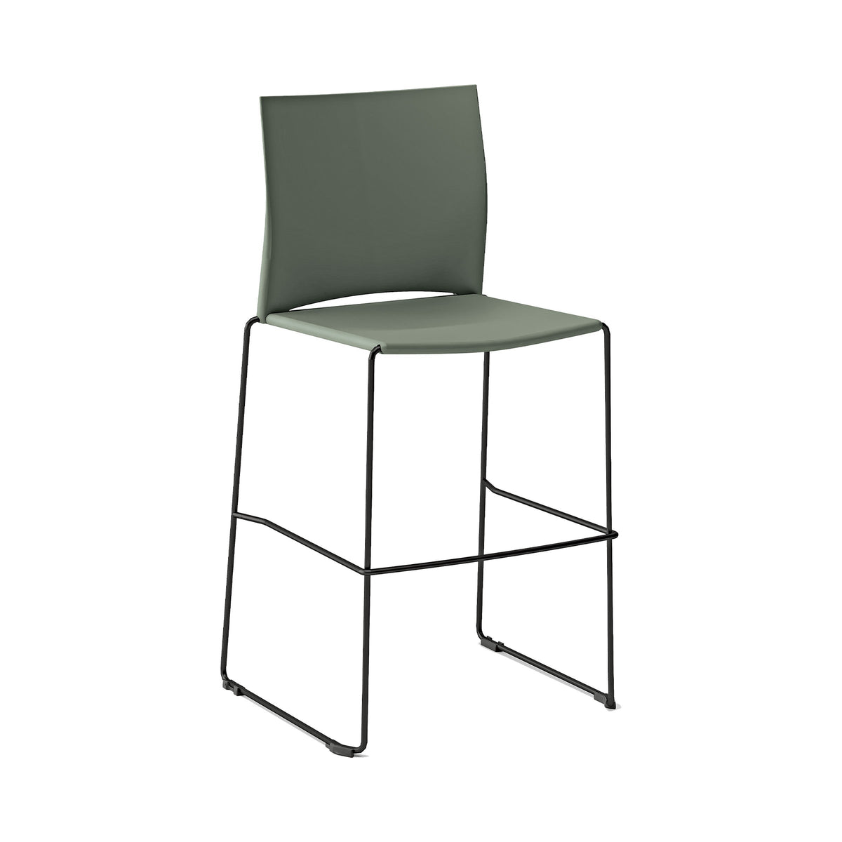 Web Stool in sage with an upholstered seat