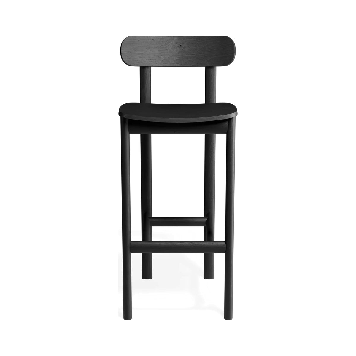 Zara Bar Stool in black stained ash, front view
