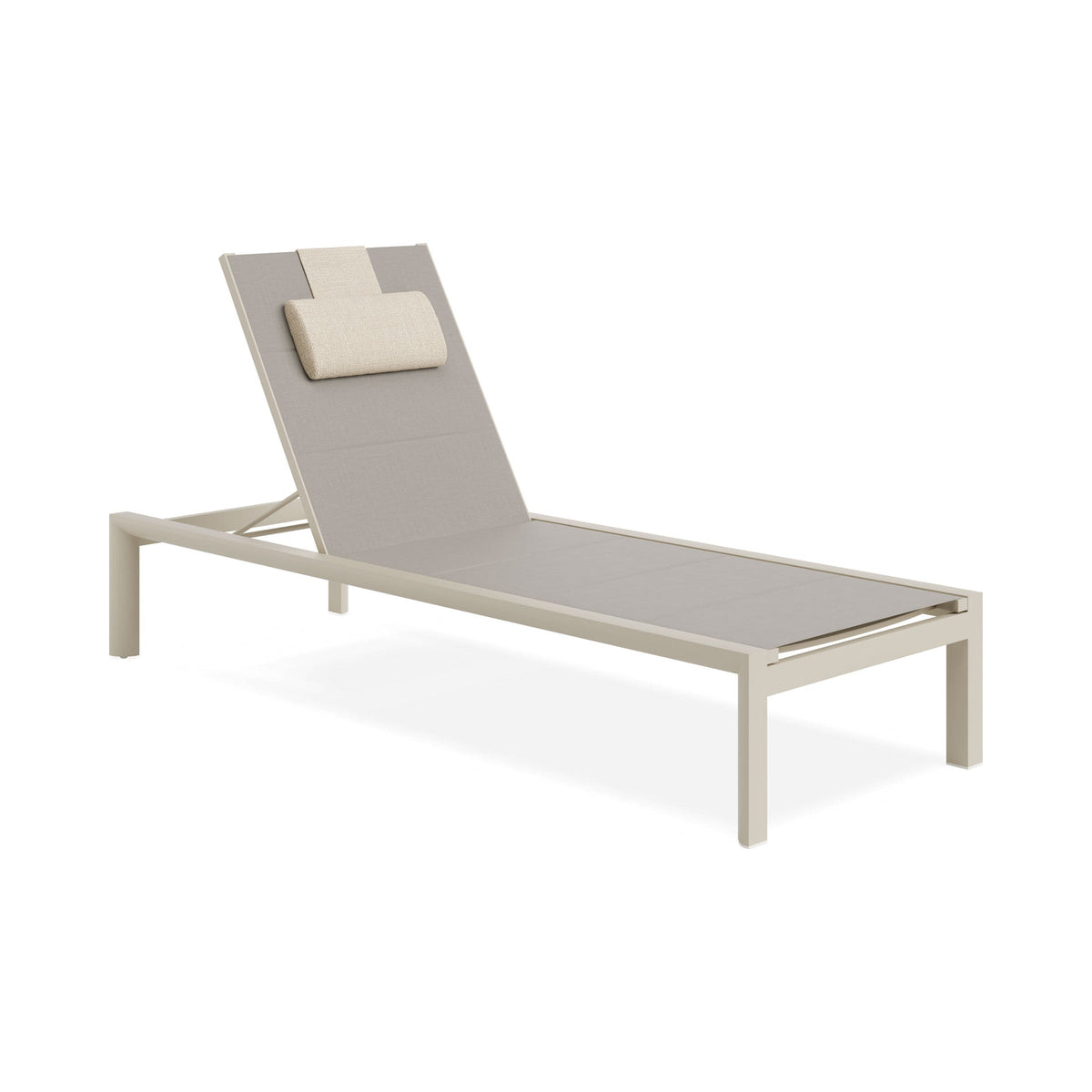 Alvor sun lounge in latte with strap headrest