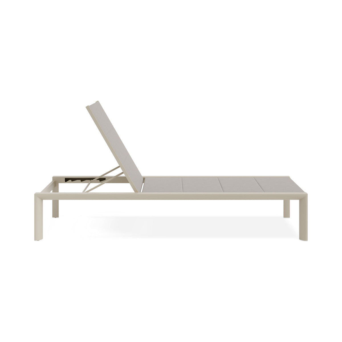 Alvor sun lounge in latte with backrest raised, side view