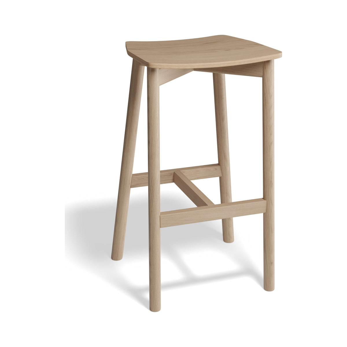 Andi Backless Bar Stool in natural ash, three-quarter view