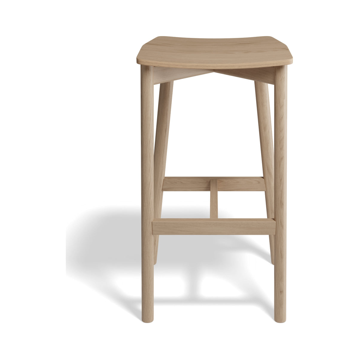 Andi Backless Bar Stool in natural ash, front view