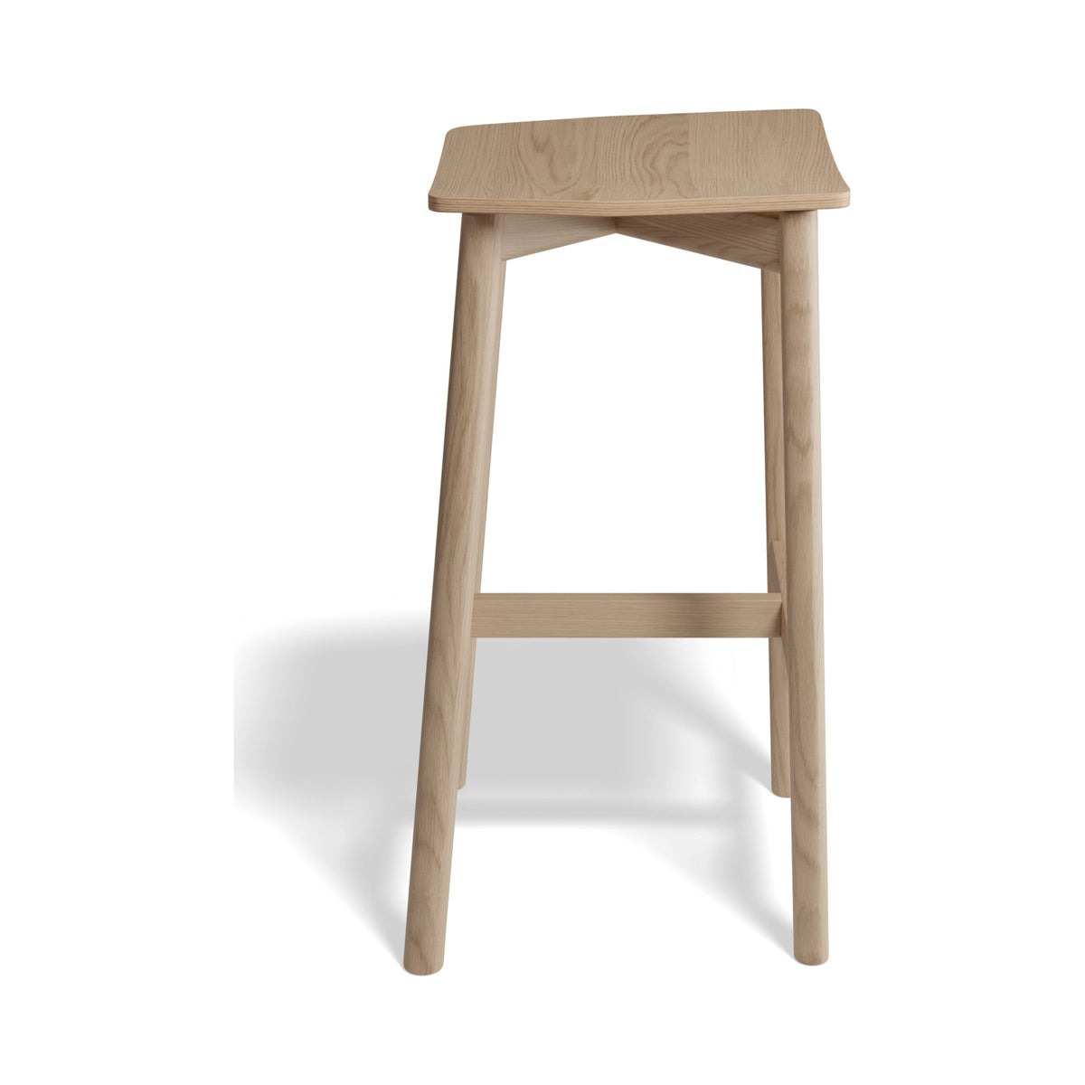 Andi Backless Bar Stool in natural ash, side view