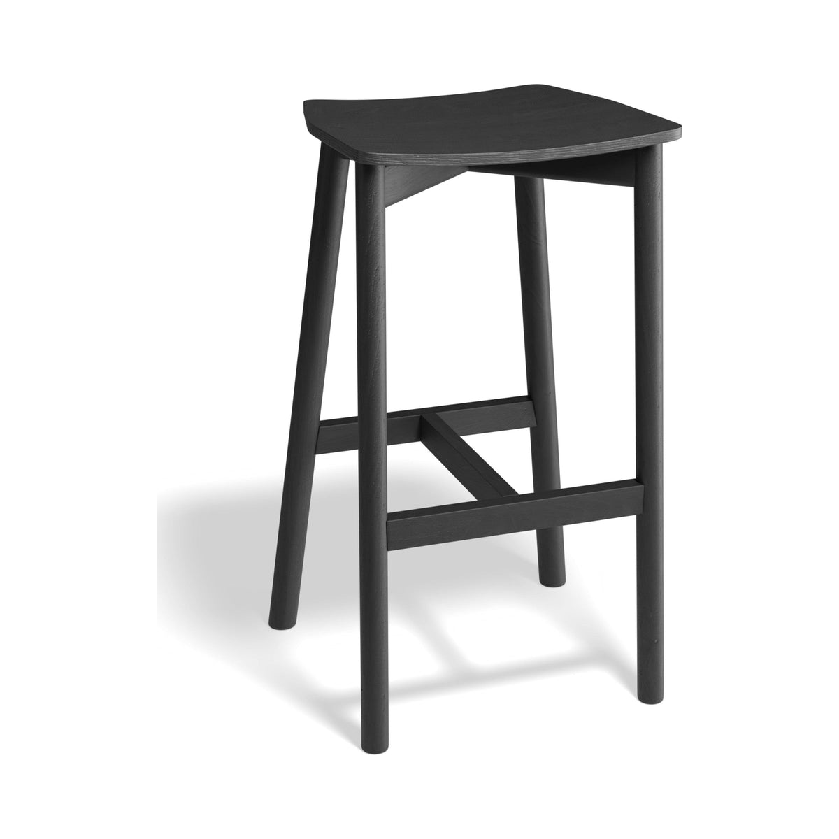 Andi Backless Bar Stool in black stained ash, three-quarter view