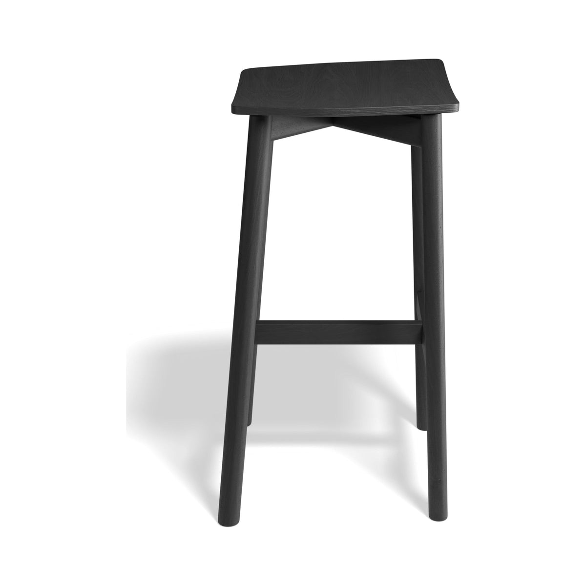 Andi Backless Bar Stool in black stained ash, side view