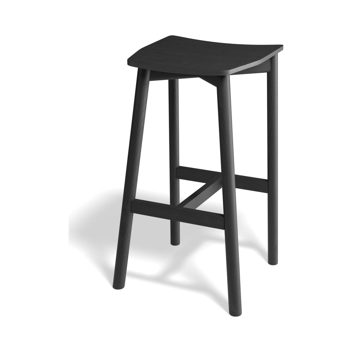 Andi Backless Bar Stool in black stained ash, rear three-quarter view