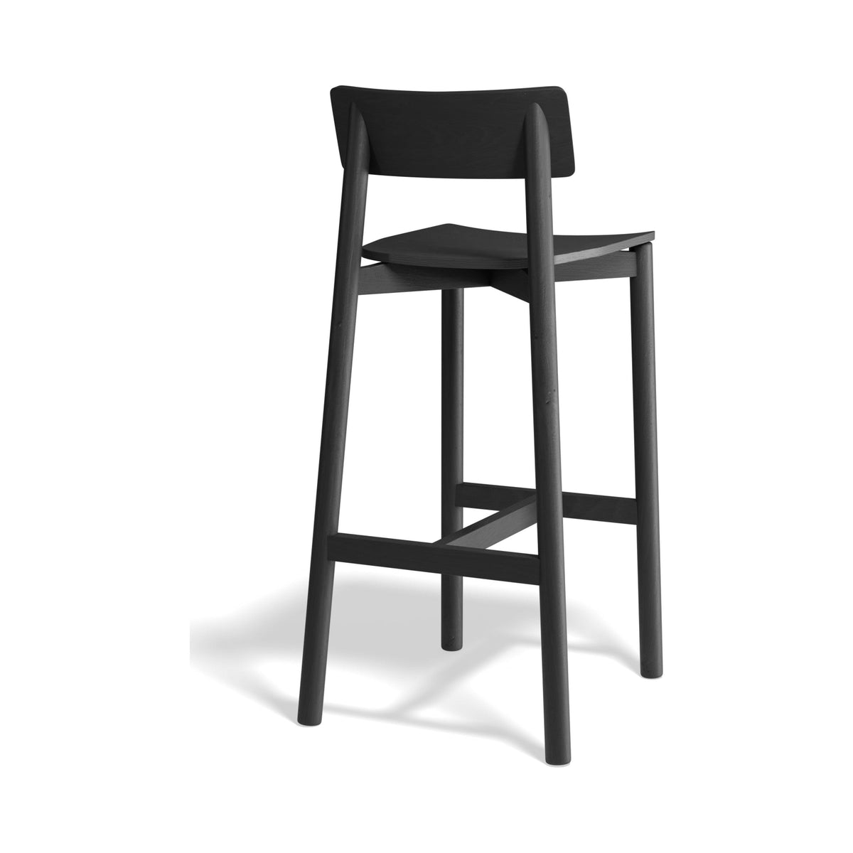 Andi Bar Stool in black stained ash, rear three-quarter view