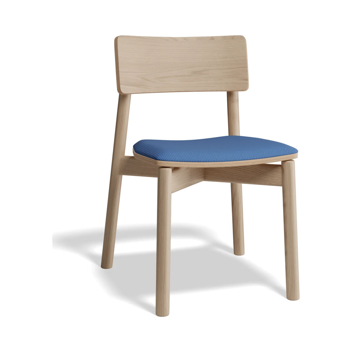 Andi Chair in natural ash with a blue seat pad