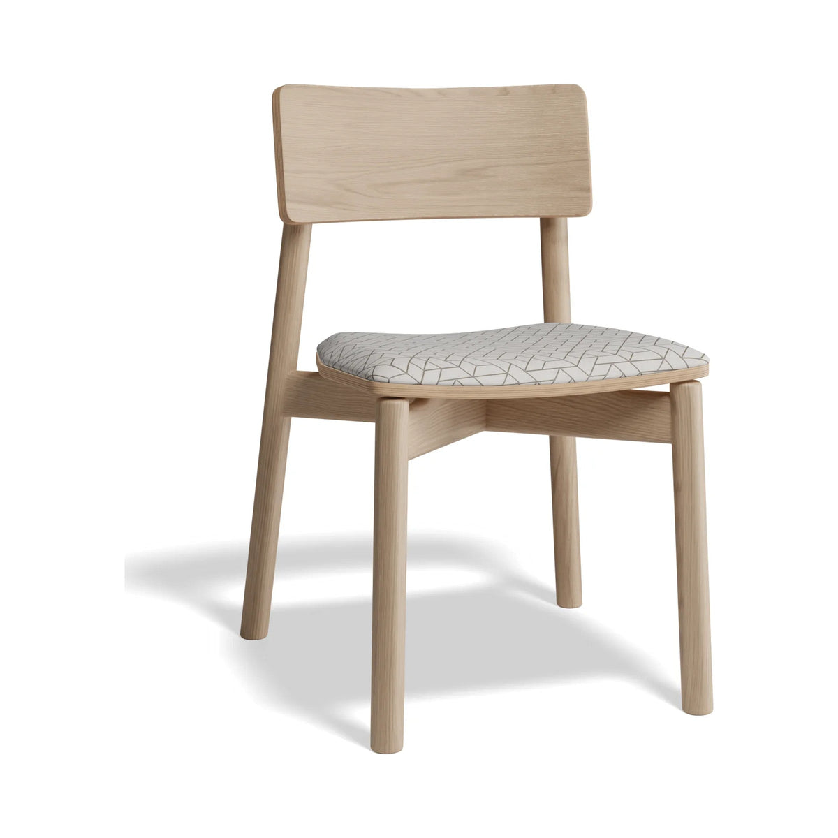 Andi Chair in natural ash with a grey patterned seat pad