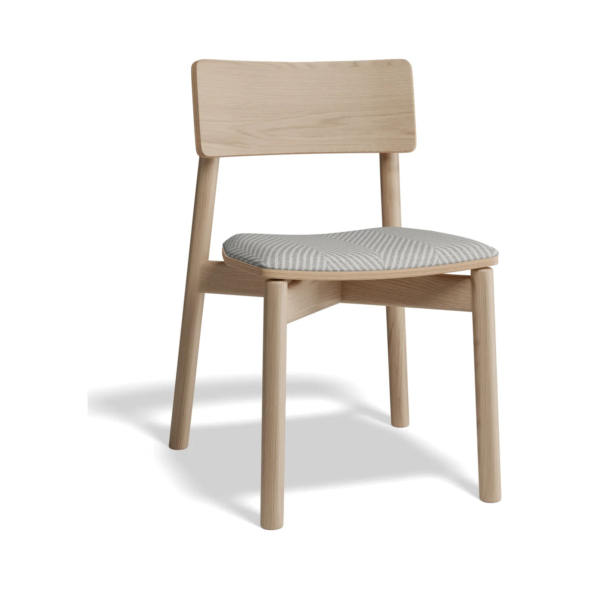 Andi Chair in natural ash with a grey herringbone seat pad