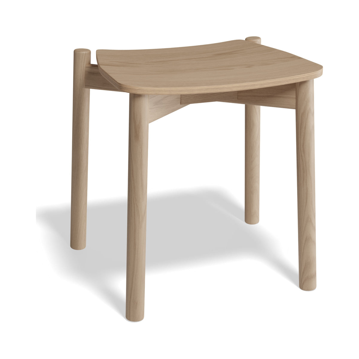 Andi Low Stool in natural ash, three-quarter view