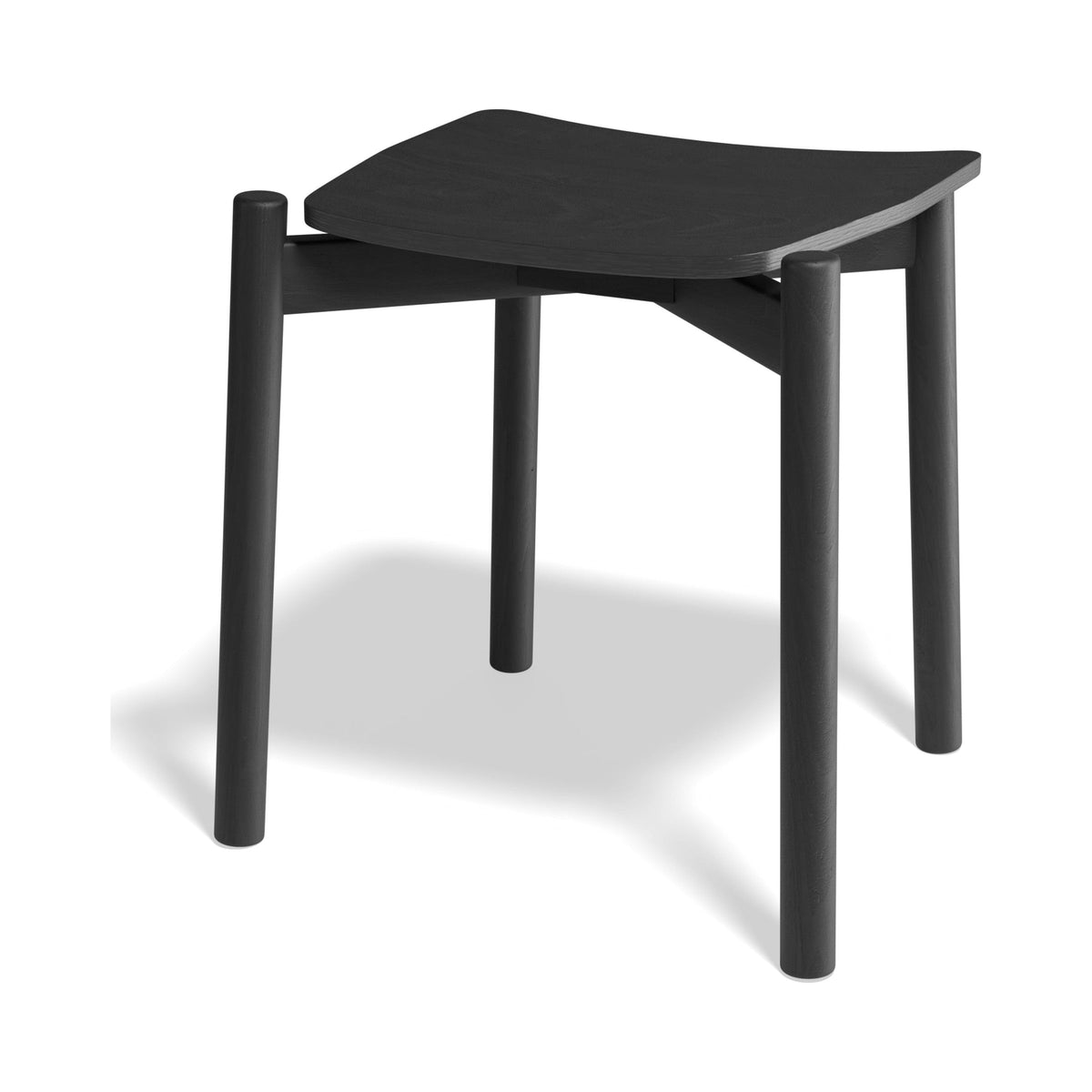 Andi Low Stool in black stained ash, rear three-quarter view
