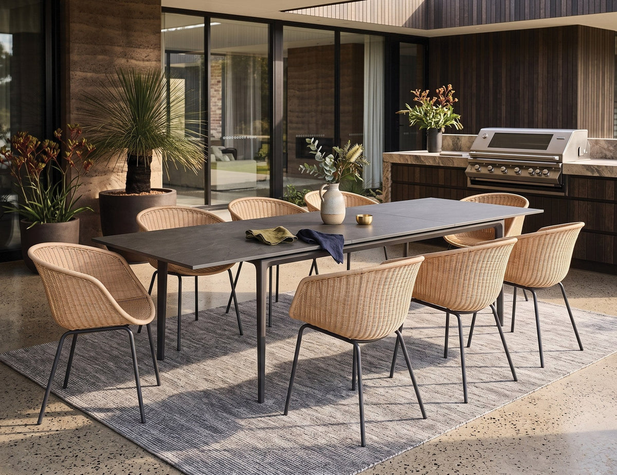 Arken Outdoor Extendable Table in a styled interior