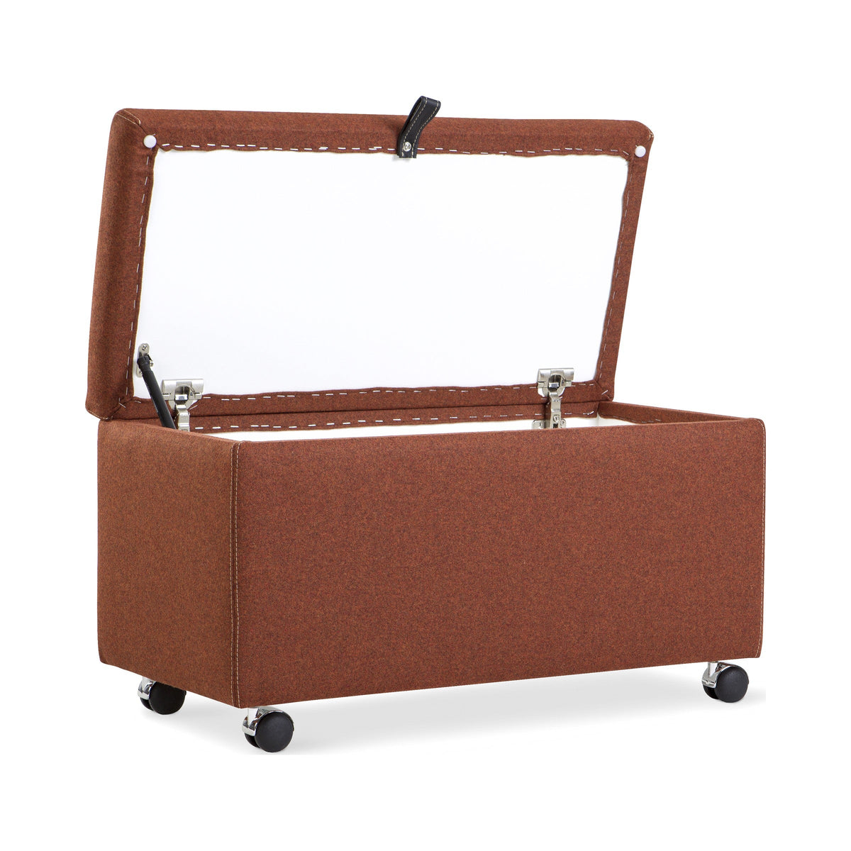 Box Storage Pouf open, in rust