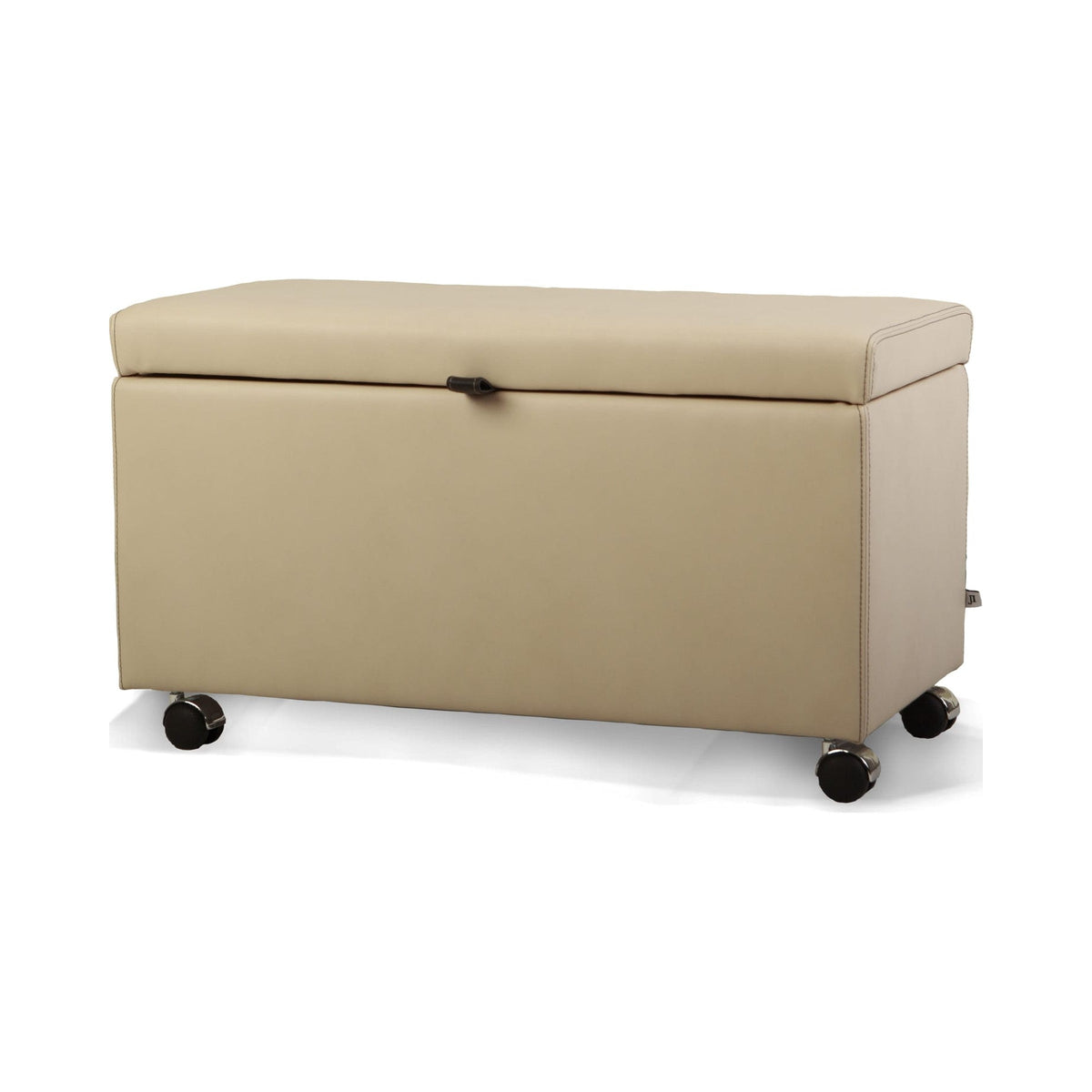 Box Storage Pouf in cream leather