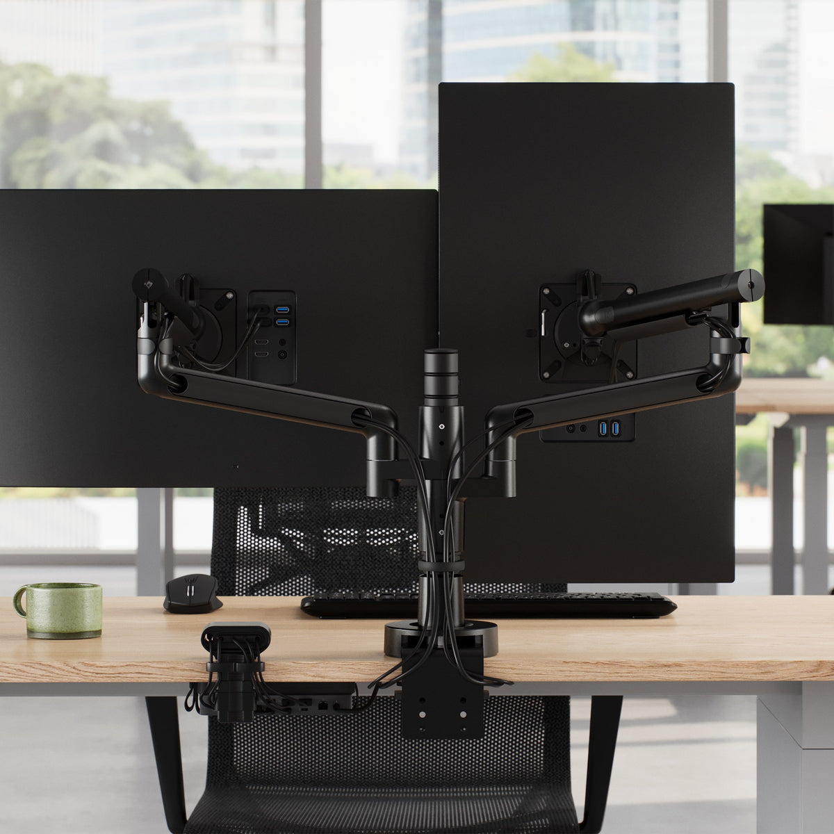 cbs-flo-modular-monitor-arm in a styled interior