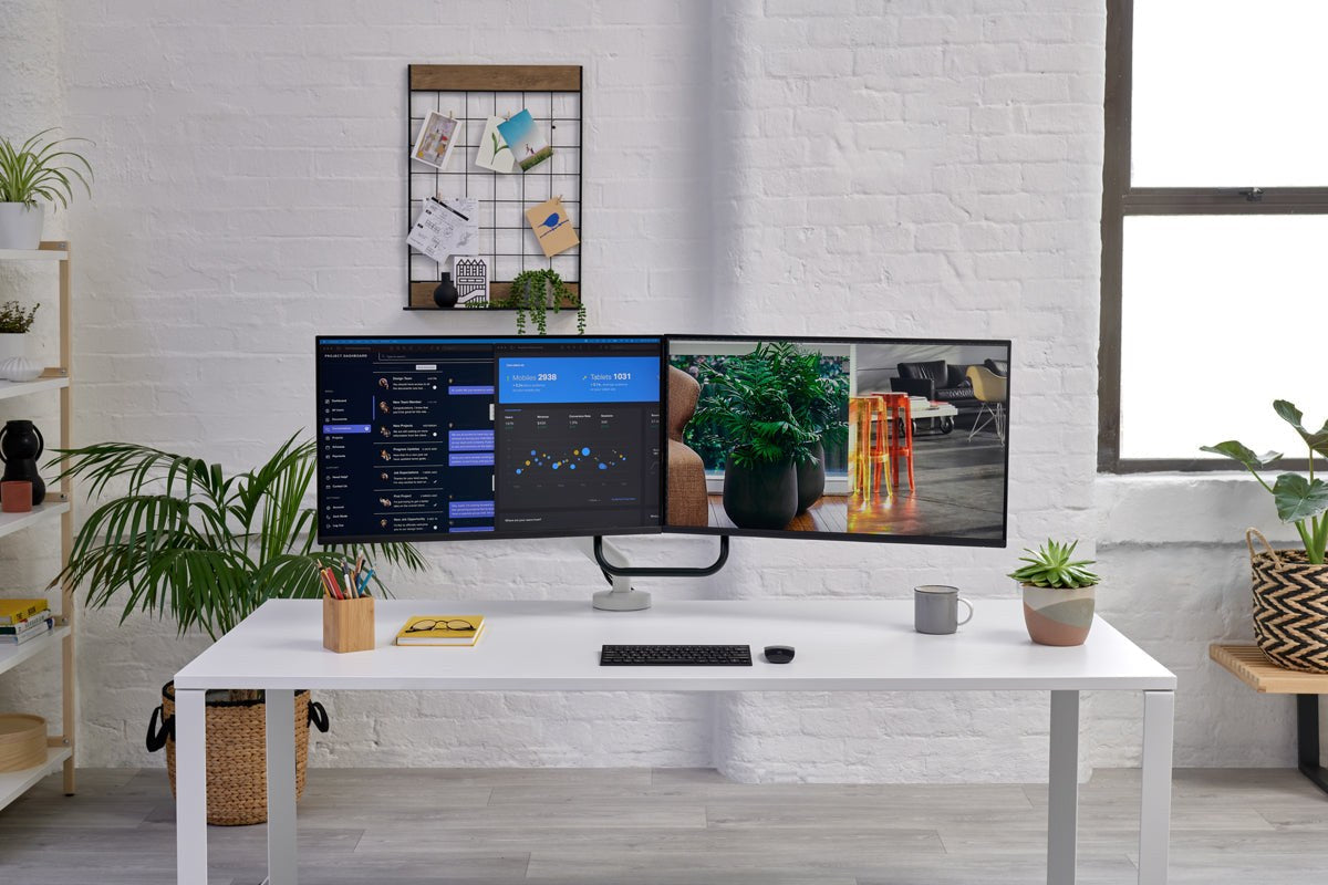 cbs-flo-x-multi-monitor-arm in a styled interior