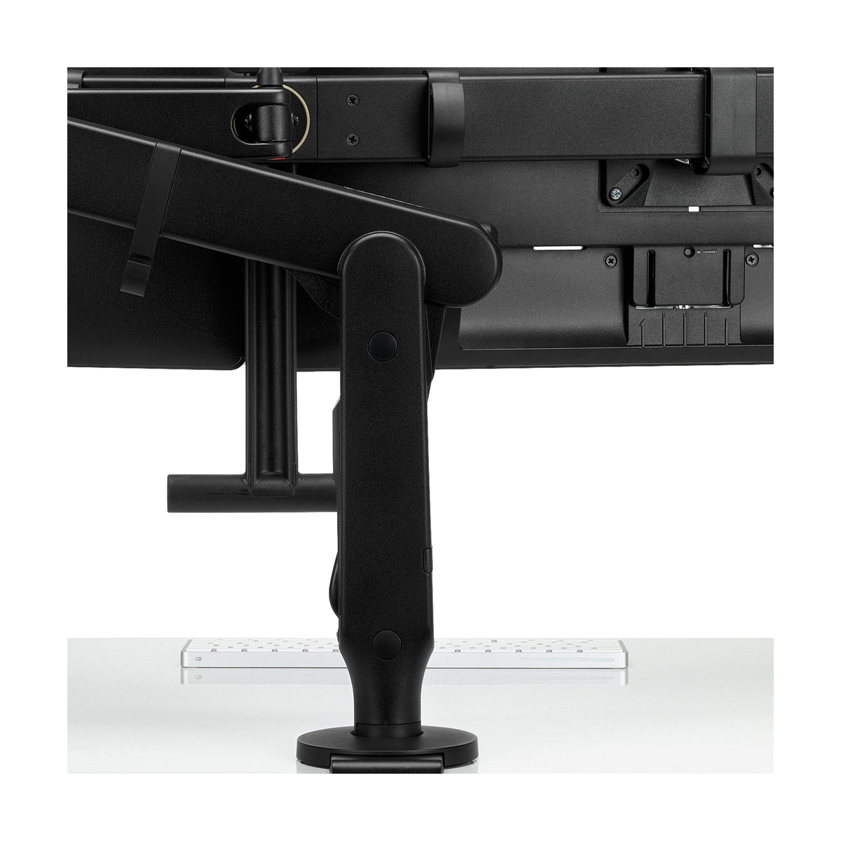 Ollin Dual Monitor Arm, detail of the desk clamp and post