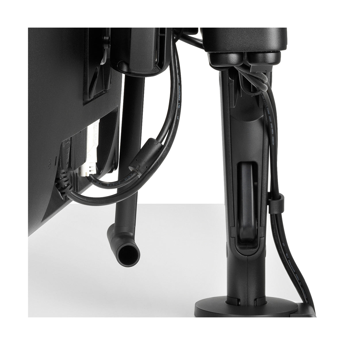Ollin Dual Monitor Arm, detail of the cable management