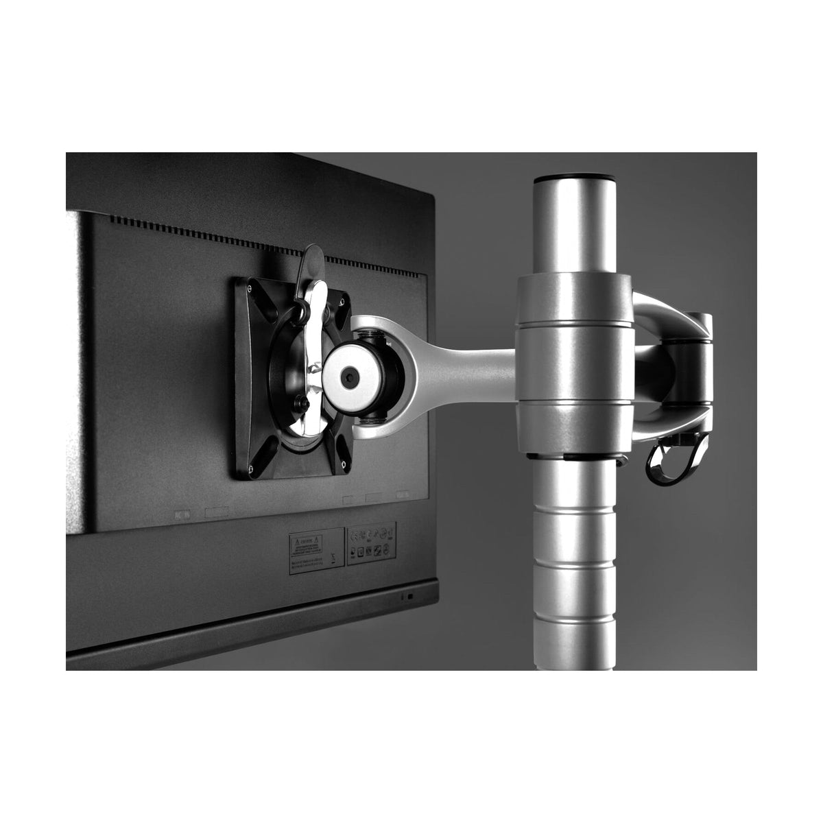 Wishbone Monitor Arm, detail of the quick release head and post