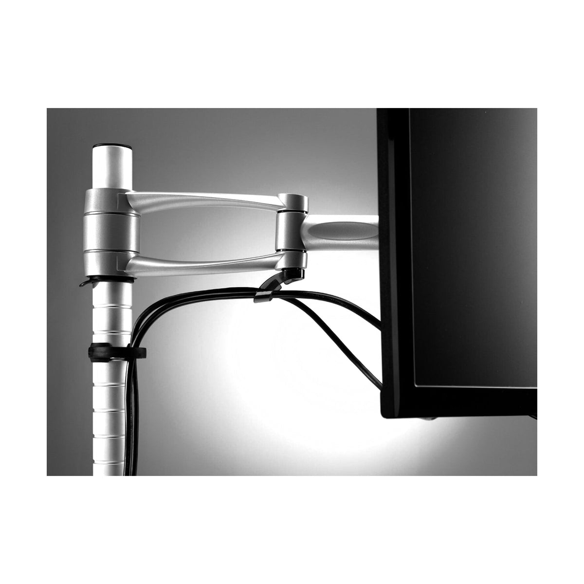 Wishbone Monitor Arm, detail of the cable routing