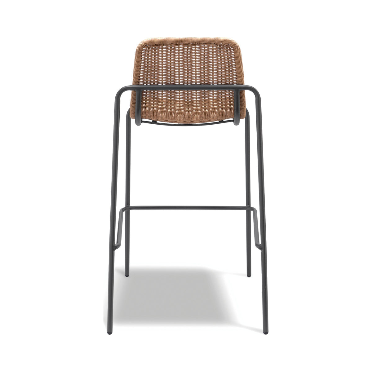 Cenote bar stool with charcoal frame, rear view